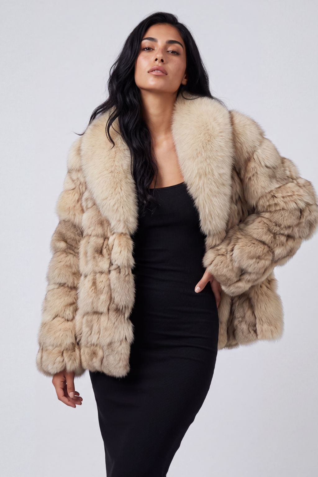 Manteau fourrure femme beige Héritage fourrure