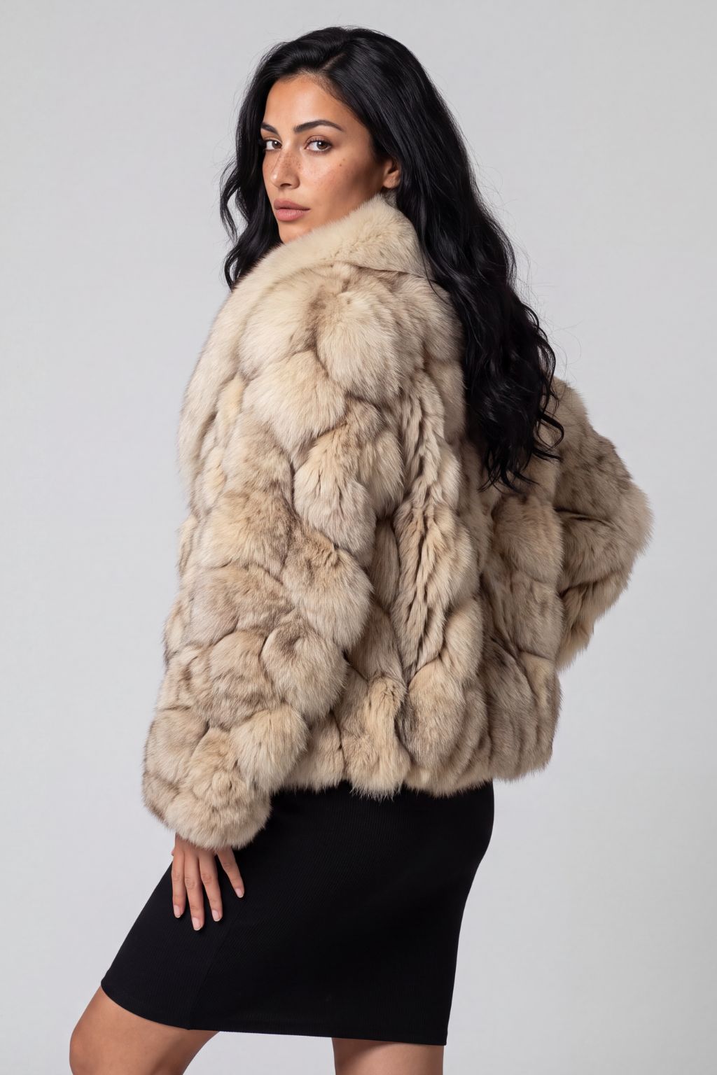 Manteau fourrure femme beige Héritage fourrure