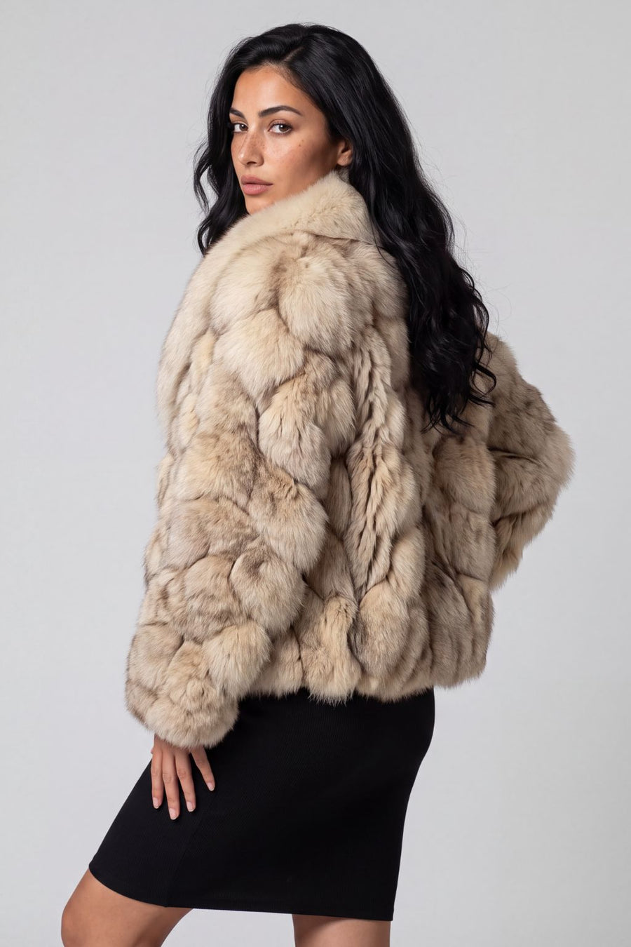 Manteau fourrure femme beige Héritage fourrure