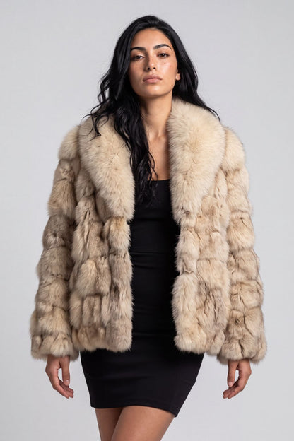 Manteau fourrure femme beige Héritage fourrure