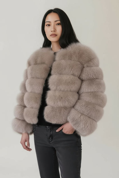 Manteau fourrure femme beige marron Héritage fourrure