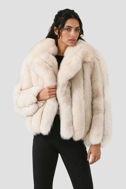 Manteau fourrure femme beige marron Héritage fourrure