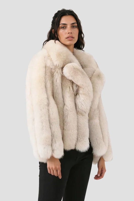Manteau fourrure femme beige marron Héritage fourrure