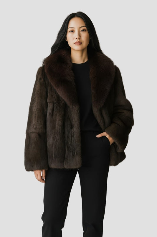 Manteau fourrure femme brun Héritage fourrure