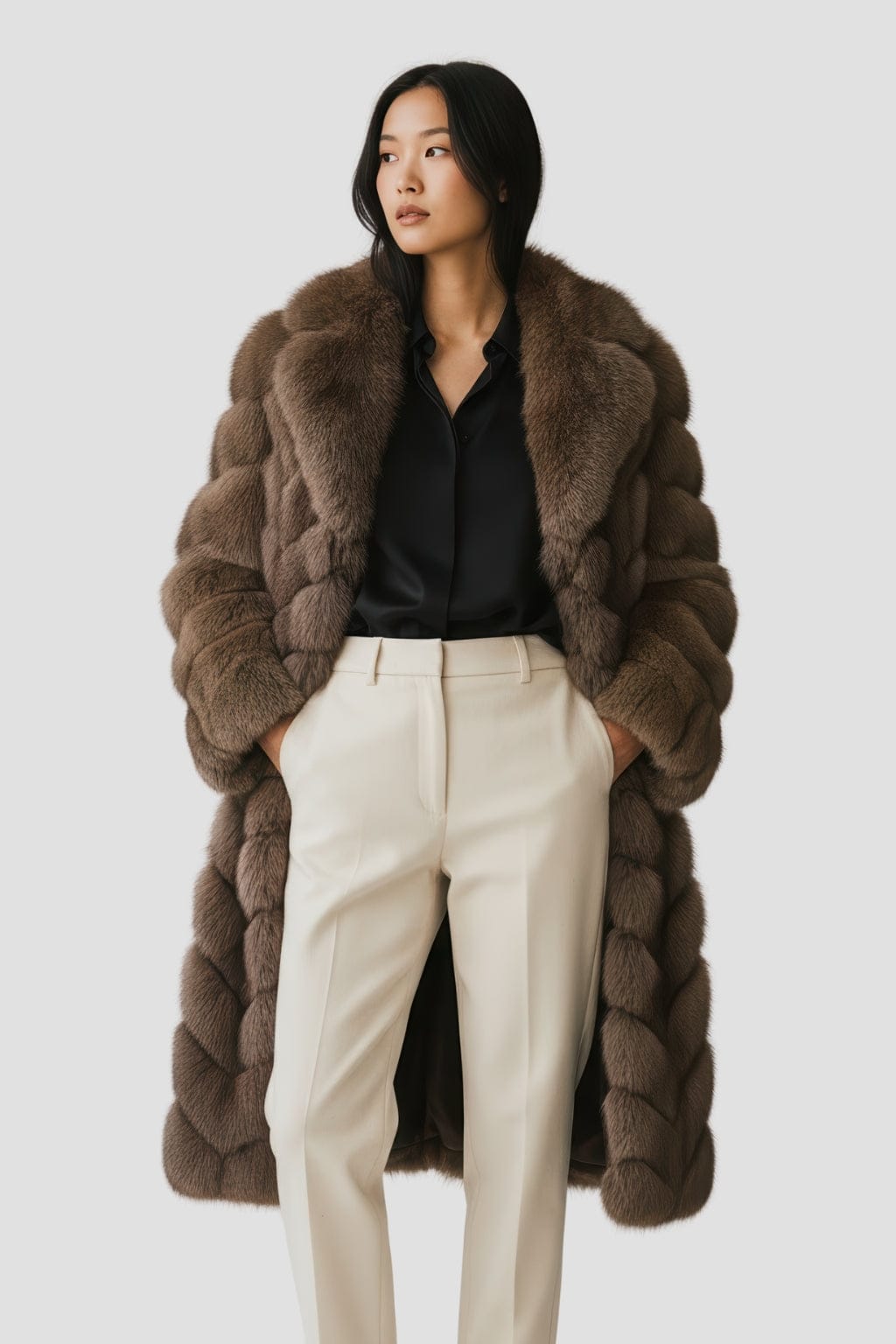 Manteau fourrure femme bubble marron Héritage fourrure