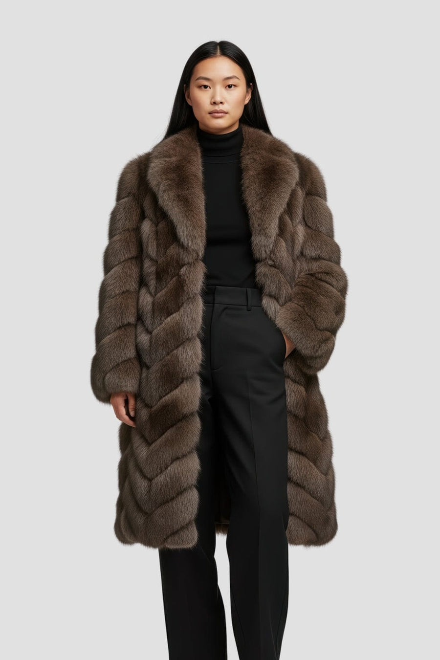 Manteau fourrure femme bubble marron Héritage fourrure