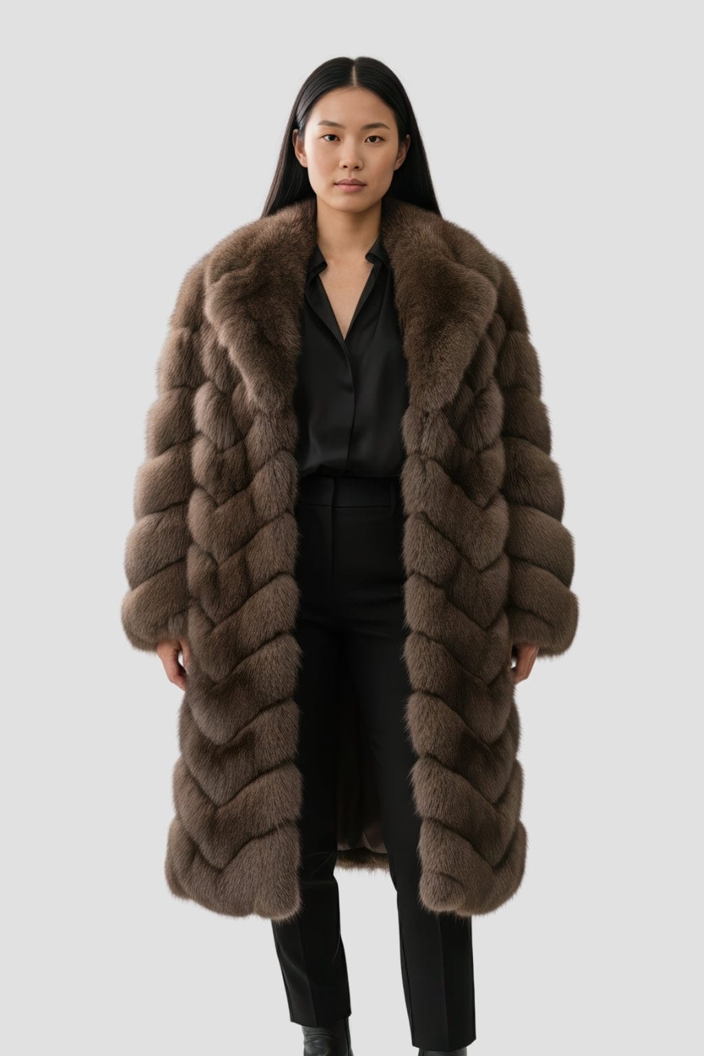 Manteau fourrure femme bubble marron Héritage fourrure