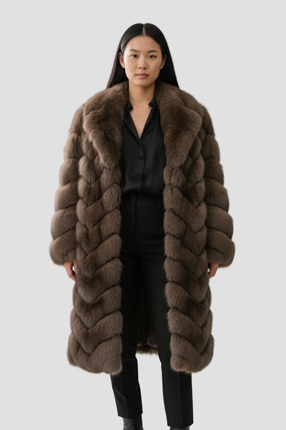 Manteau fourrure femme bubble marron Héritage fourrure