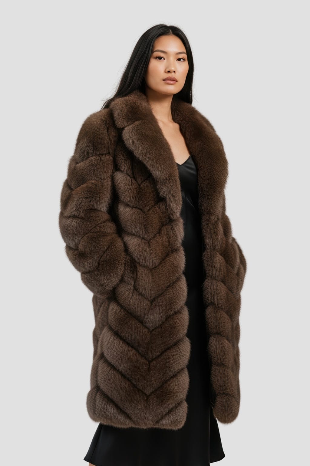 Manteau fourrure femme bubble marron Héritage fourrure