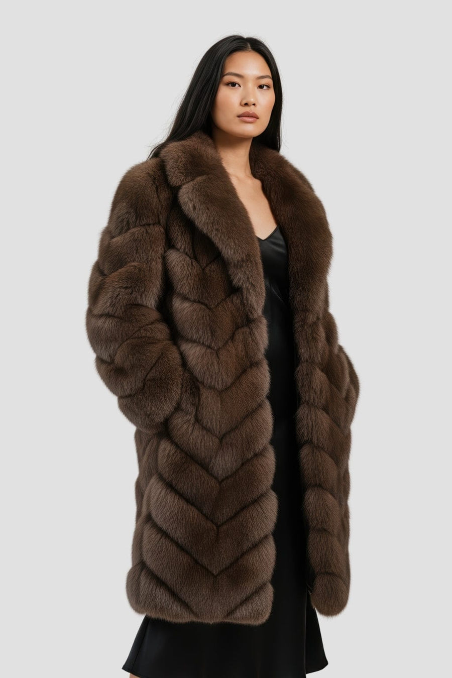 Manteau fourrure femme bubble marron Héritage fourrure