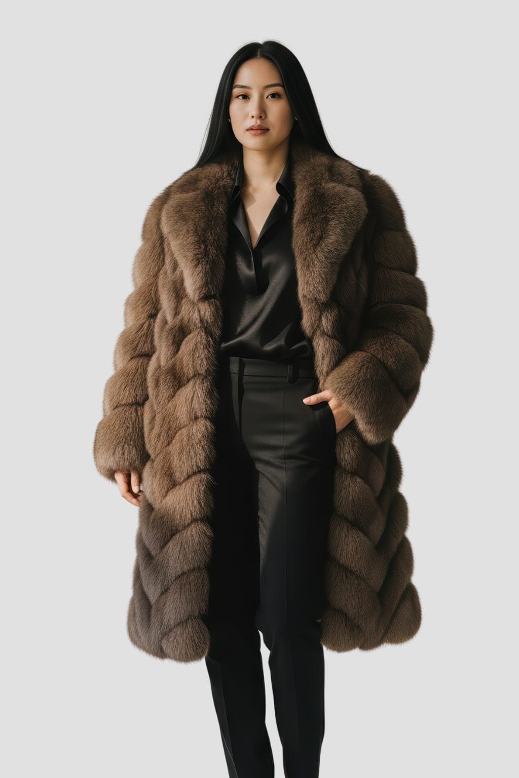 Manteau fourrure femme bubble marron Héritage fourrure