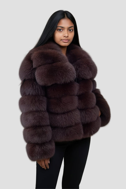 Manteau fourrure femme bubble marron Héritage fourrure