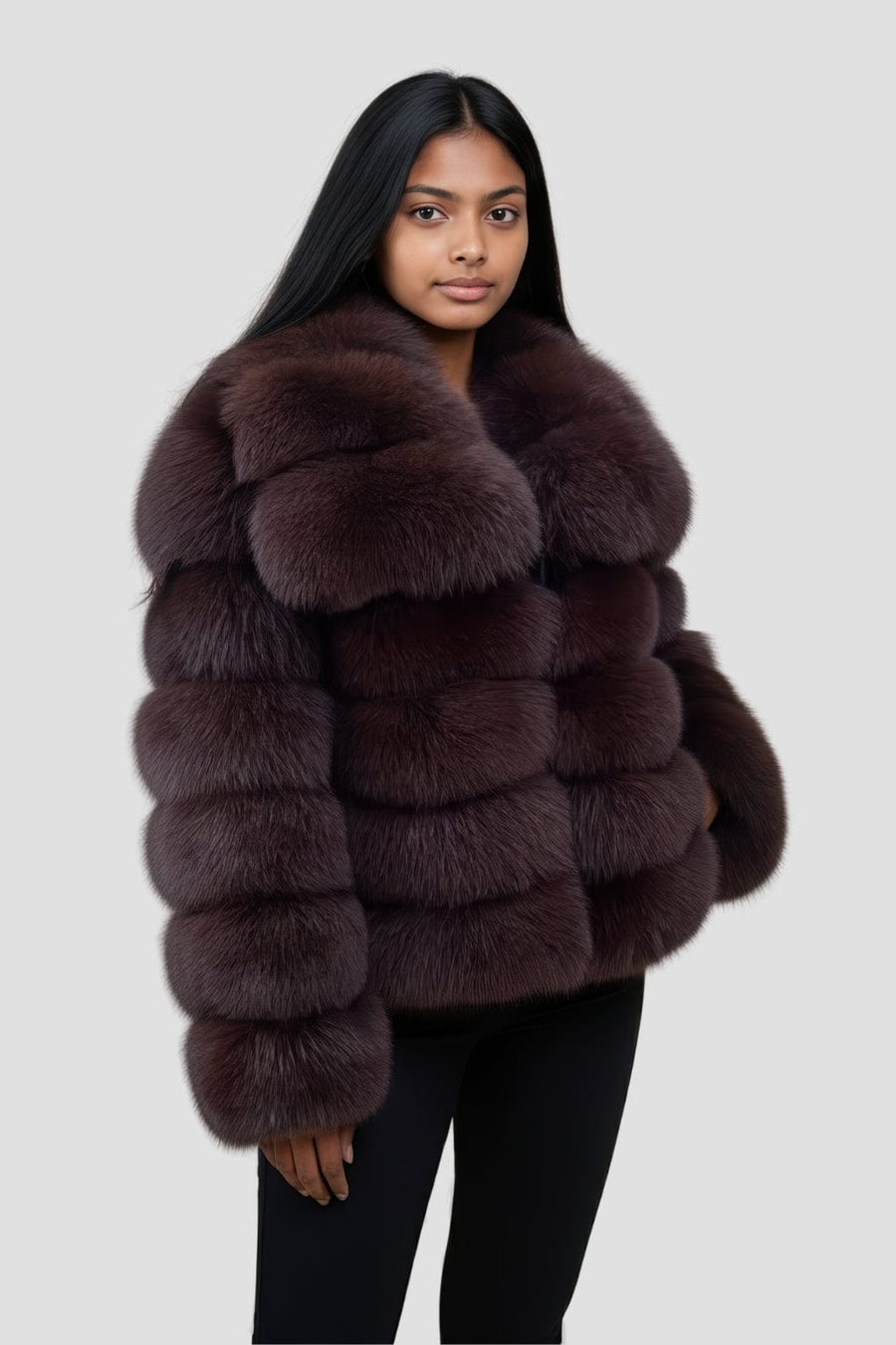 Manteau fourrure femme bubble marron Héritage fourrure