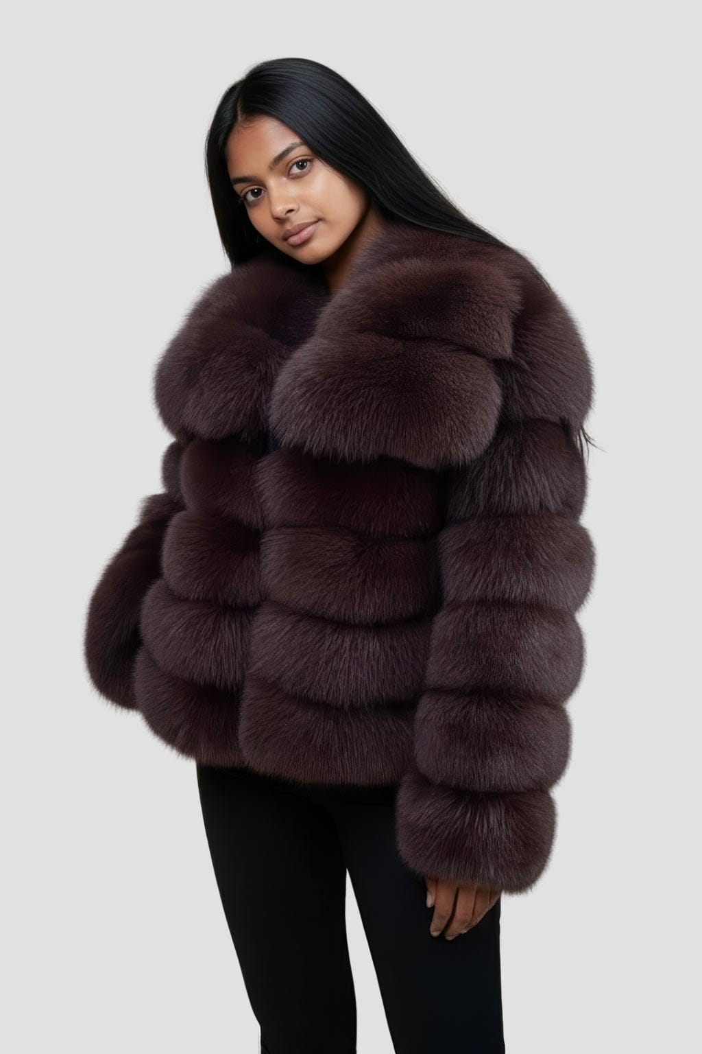 Manteau fourrure femme bubble marron Héritage fourrure