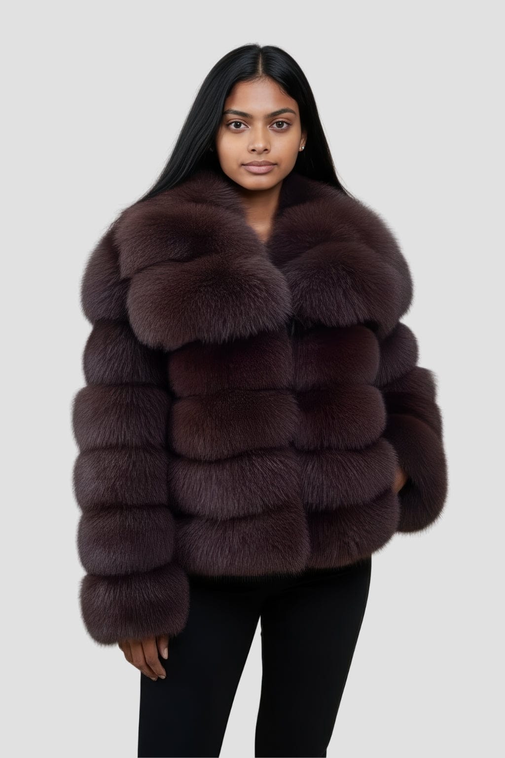 Manteau fourrure femme bubble marron Héritage fourrure