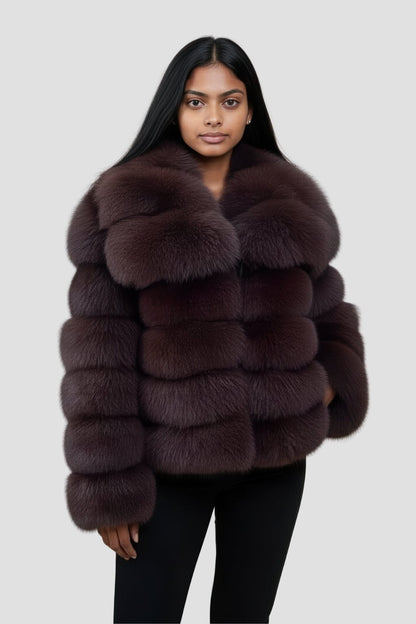 Manteau fourrure femme bubble marron Héritage fourrure