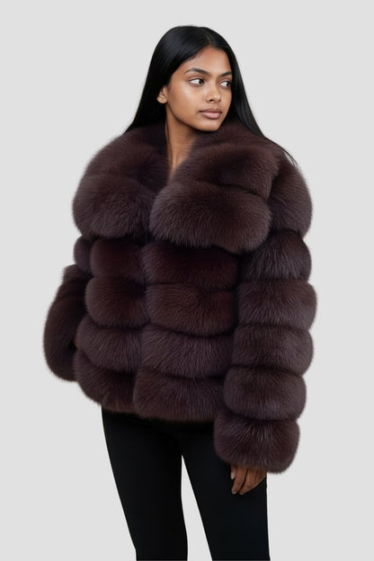 Manteau fourrure femme bubble marron Héritage fourrure