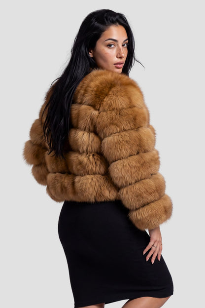 Manteau fourrure femme bubble marron Héritage fourrure