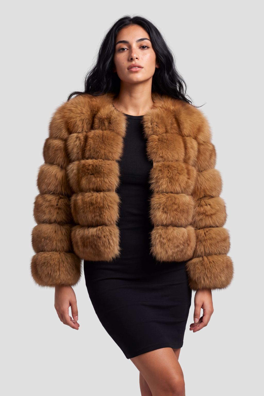 Manteau fourrure femme bubble marron Héritage fourrure