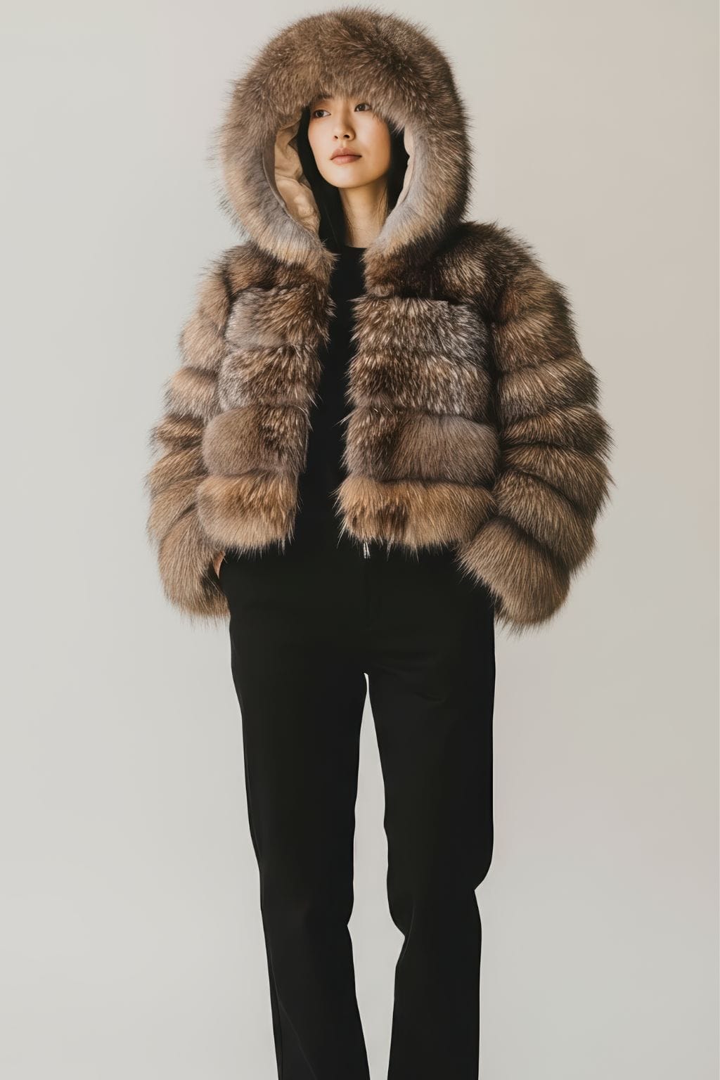 Manteau fourrure femme capuche Héritage fourrure