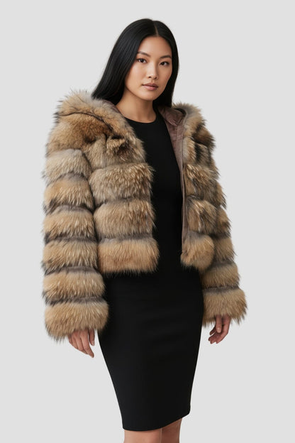 Manteau fourrure femme capuche Héritage fourrure