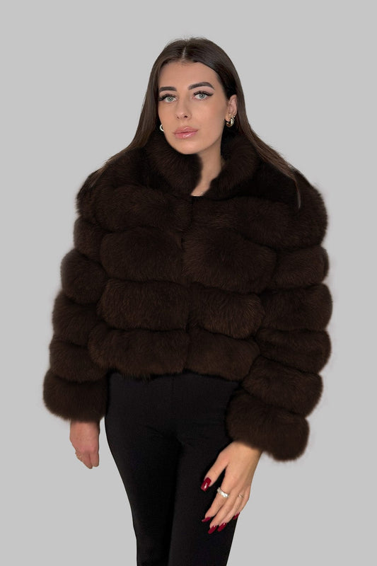 Manteau fourrure femme col brun Héritage fourrure