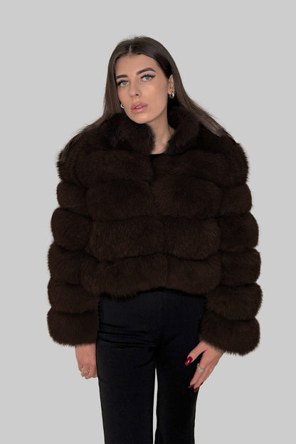 Manteau fourrure femme col brun Héritage fourrure