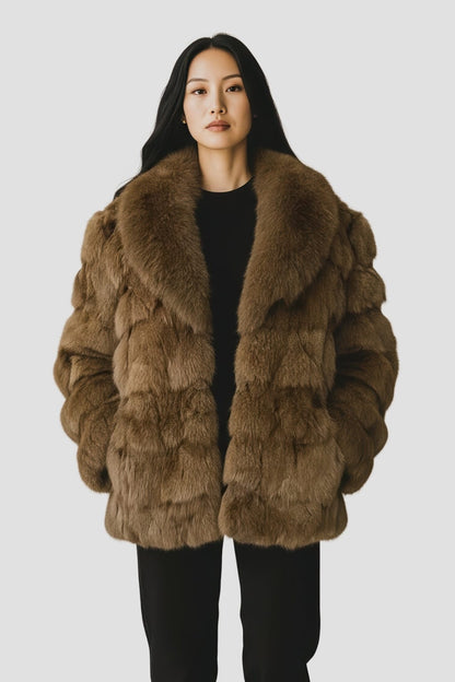 Manteau fourrure femme col brun Héritage fourrure