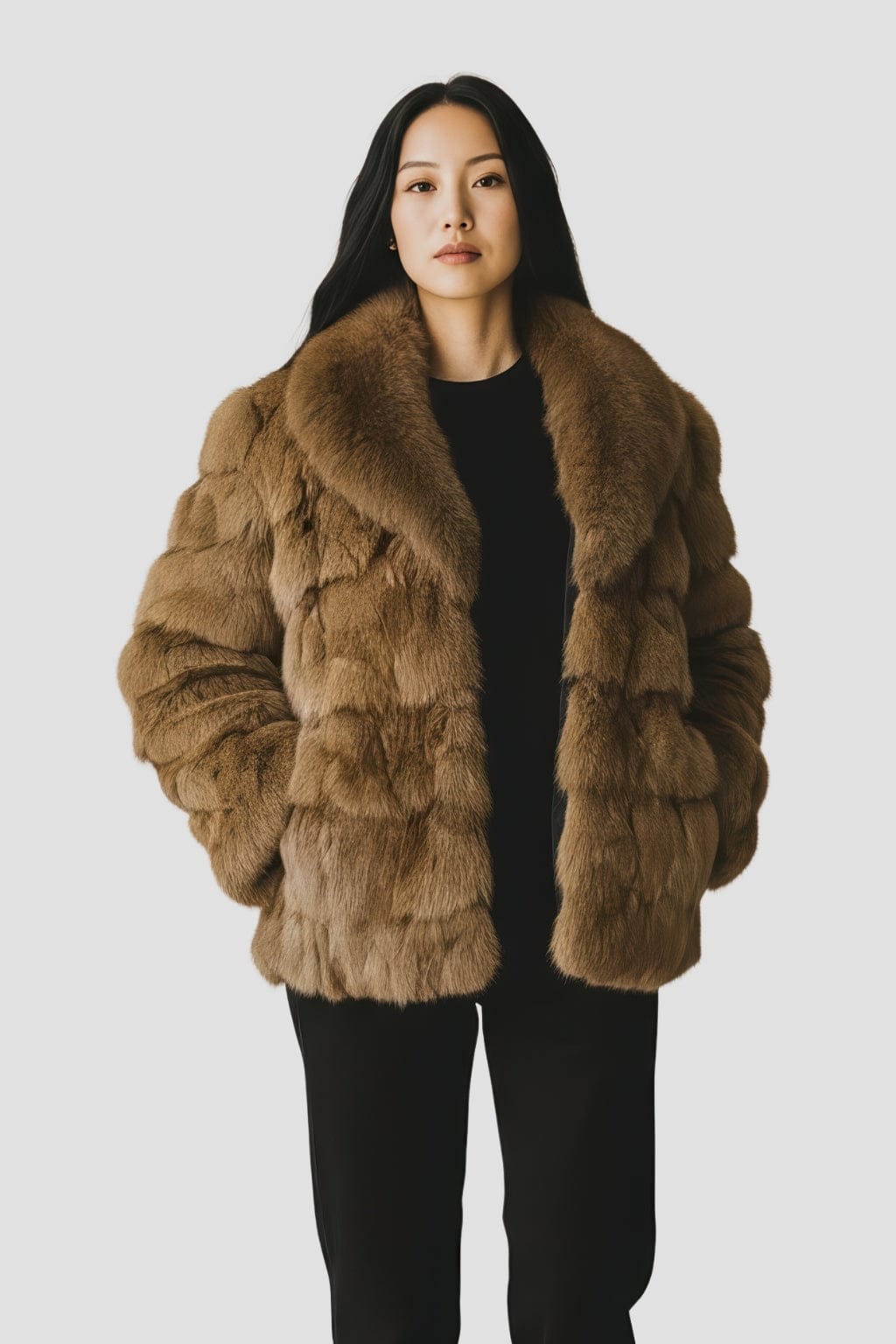 Manteau fourrure femme col brun Héritage fourrure