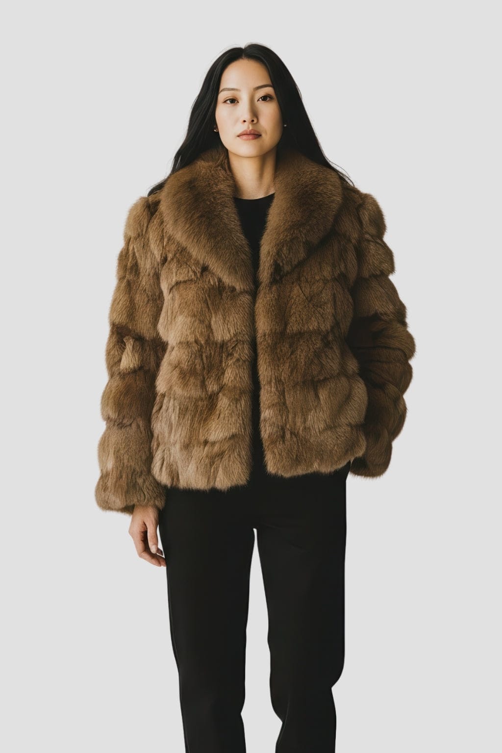 Manteau fourrure femme col brun Héritage fourrure