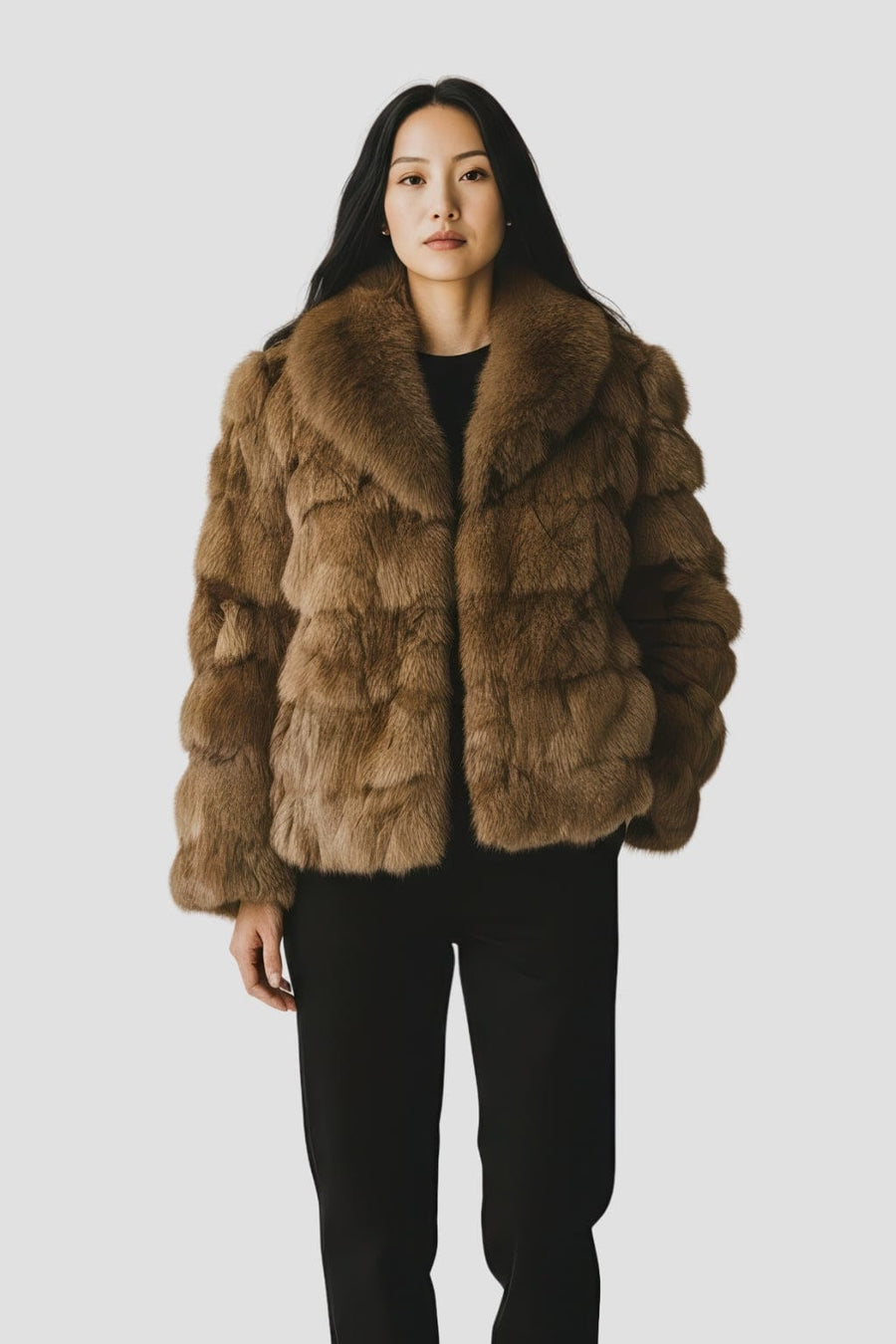 Manteau fourrure femme col brun Héritage fourrure