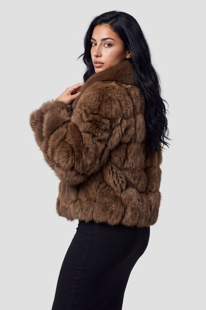 Manteau fourrure femme col brun Héritage fourrure