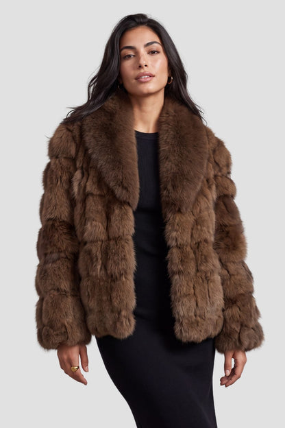 Manteau fourrure femme col brun Héritage fourrure