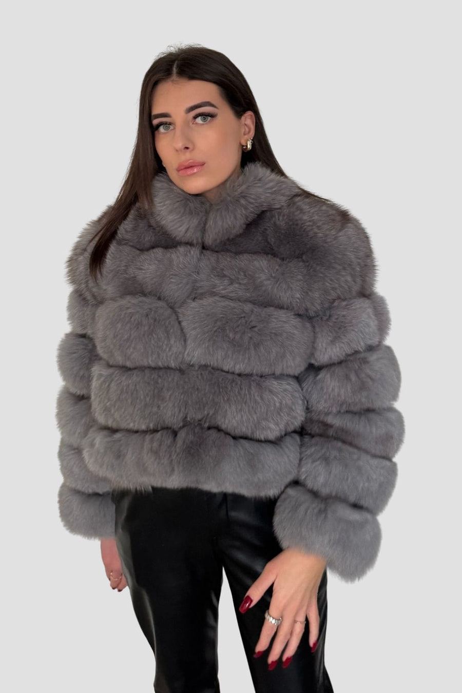 Manteau fourrure femme col gris Héritage fourrure