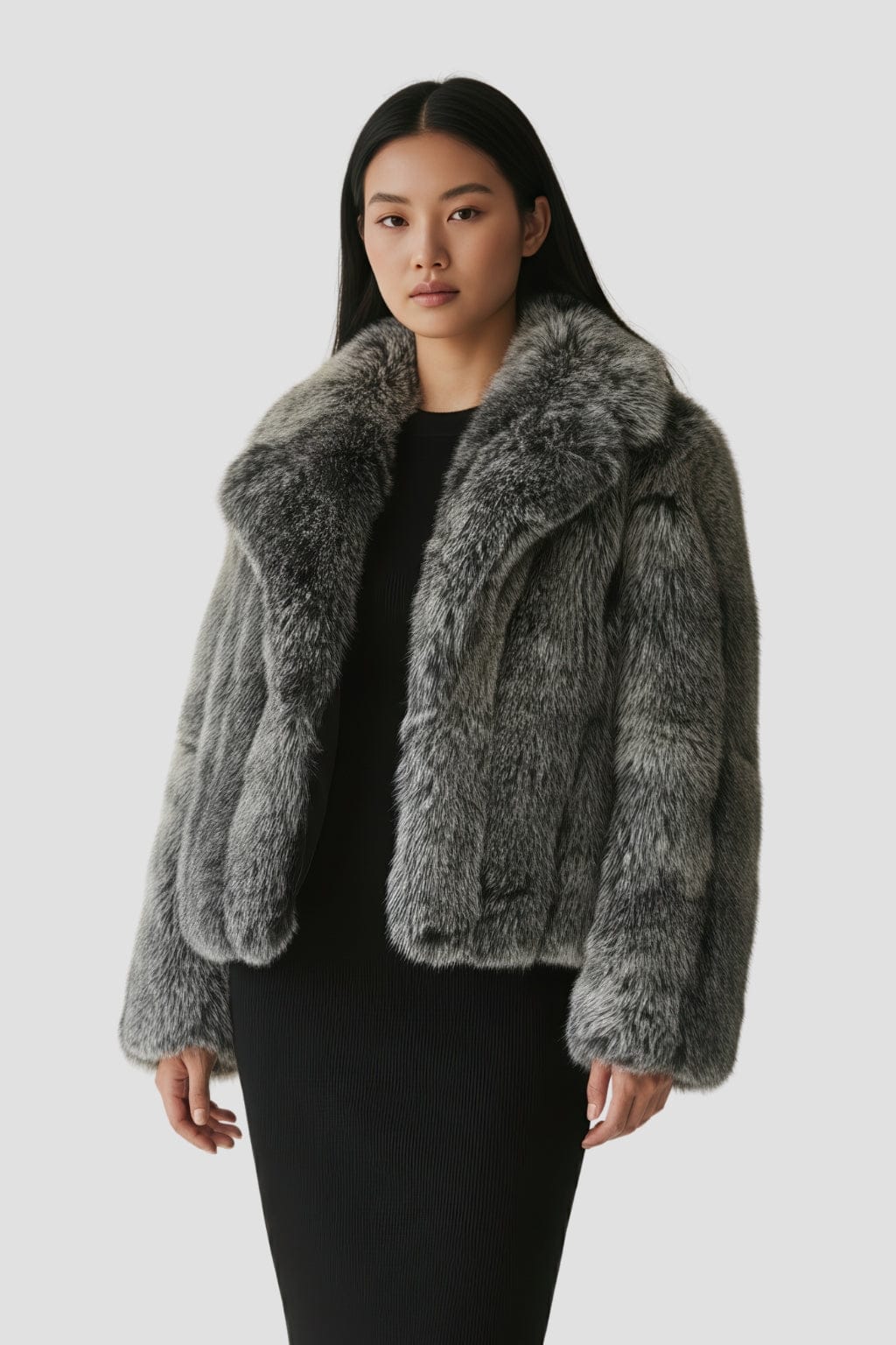 Manteau fourrure femme col gris Héritage fourrure