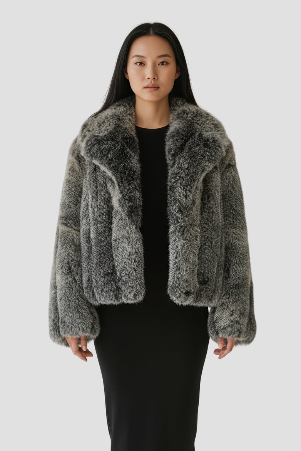 Manteau fourrure femme col gris Héritage fourrure