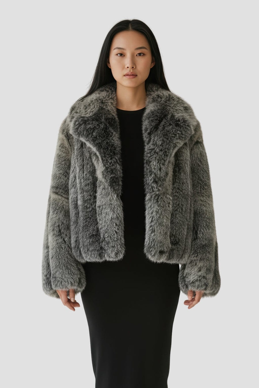 Manteau fourrure femme col gris Héritage fourrure