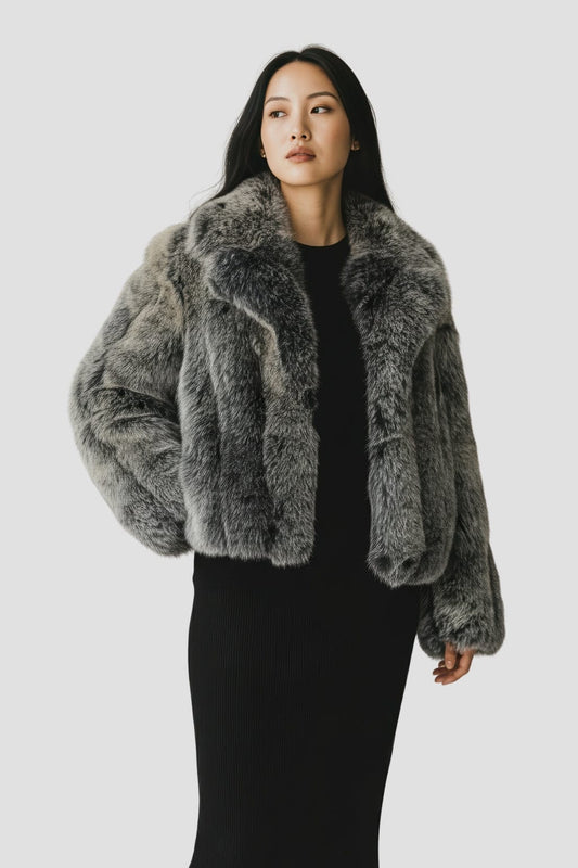 Manteau fourrure femme col gris Héritage fourrure