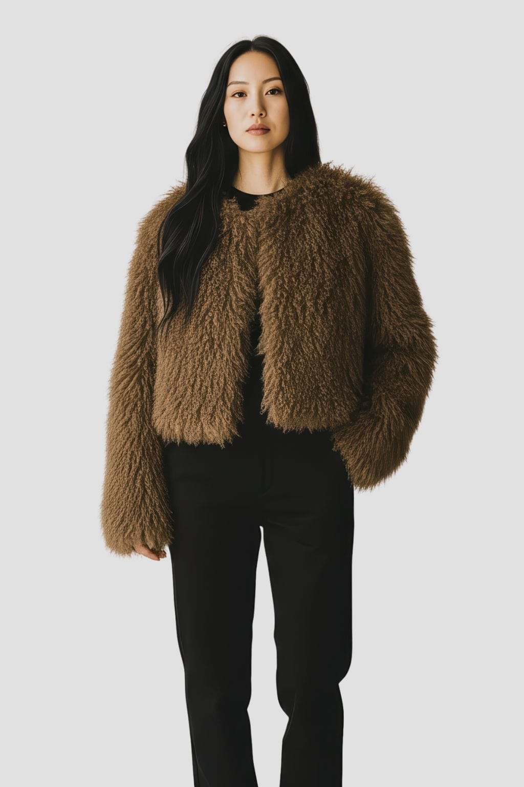 Manteau fourrure femme court marron Héritage fourrure