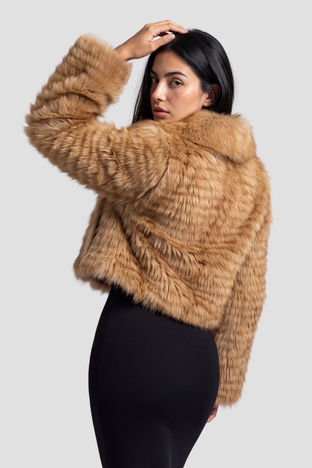 Manteau fourrure femme court marron Héritage fourrure