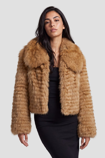 Manteau fourrure femme court marron Héritage fourrure