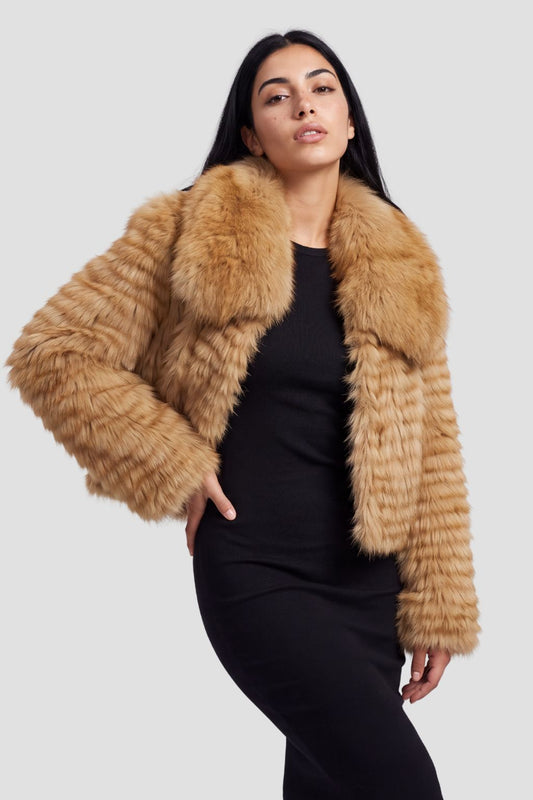 Manteau fourrure femme court marron Héritage fourrure
