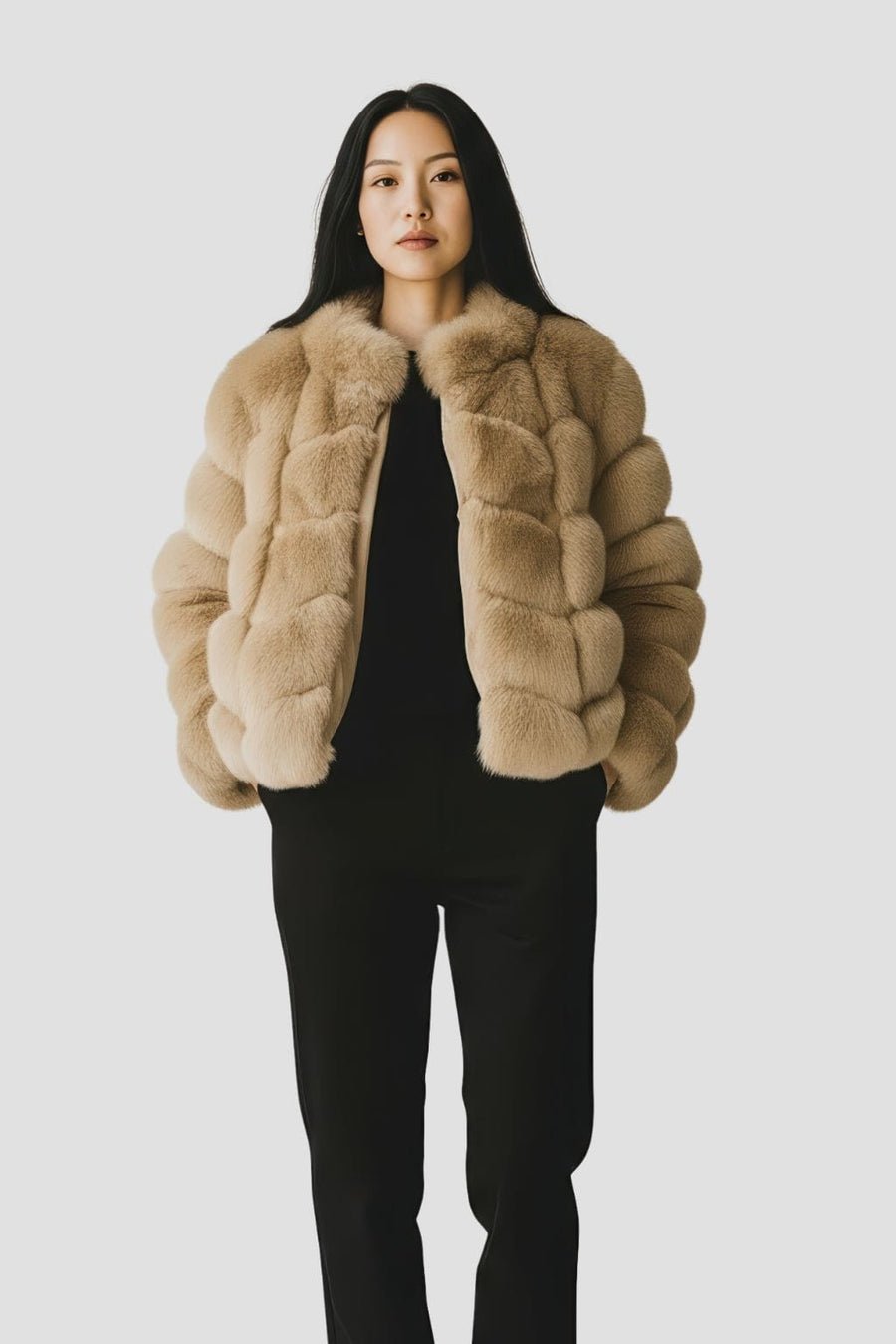 Manteau fourrure femme crème Héritage fourrure