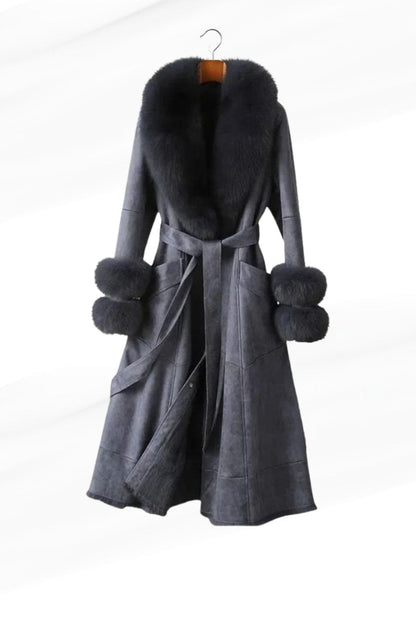 Manteau fourrure femme cuir gris Héritage fourrure