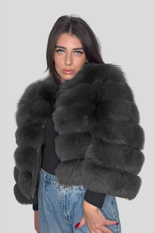 Manteau fourrure femme gris Héritage fourrure