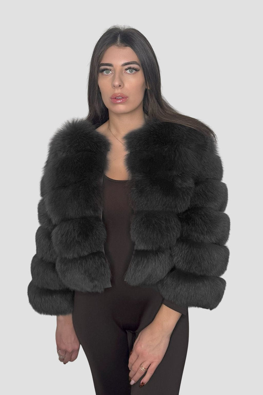 Manteau fourrure femme gris Héritage fourrure