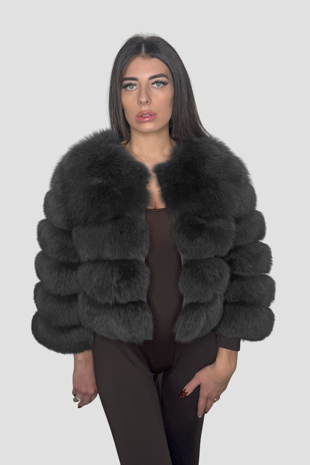 Manteau fourrure femme gris Héritage fourrure