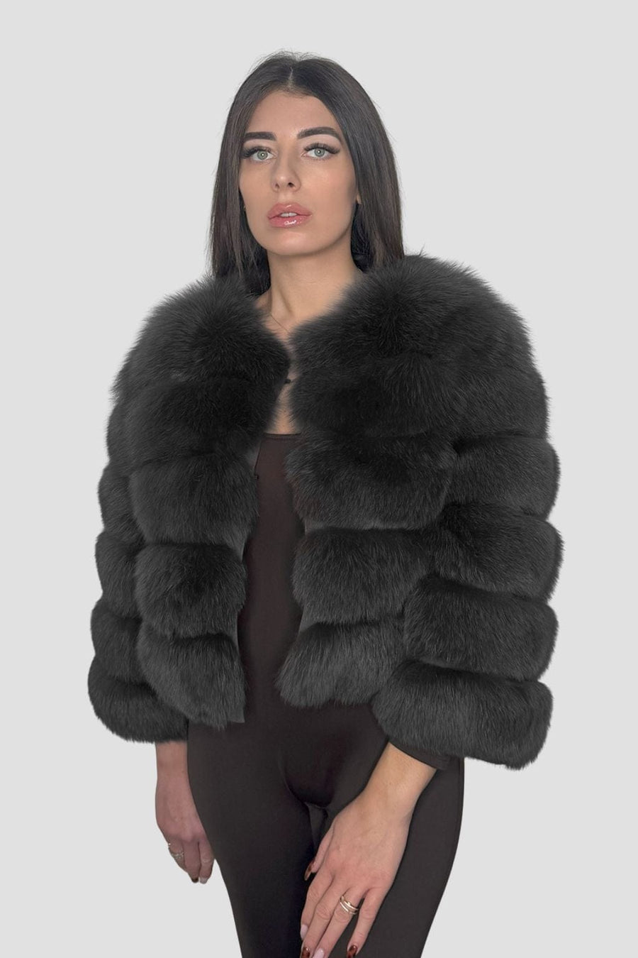 Manteau fourrure femme gris Héritage fourrure