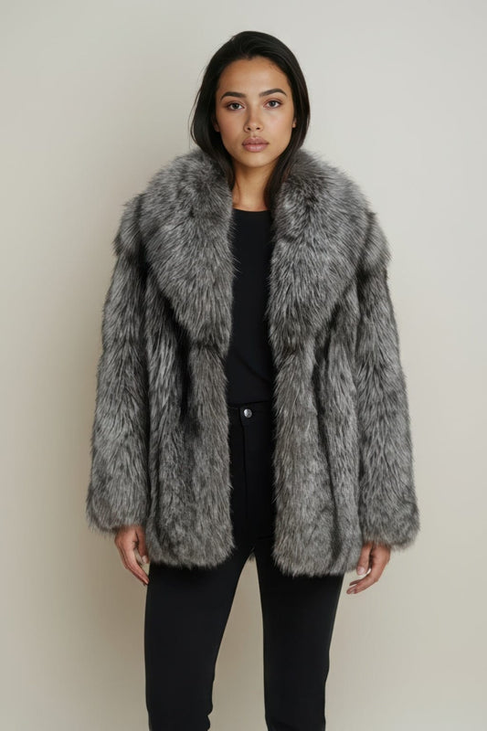 Manteau fourrure femme gris Héritage fourrure