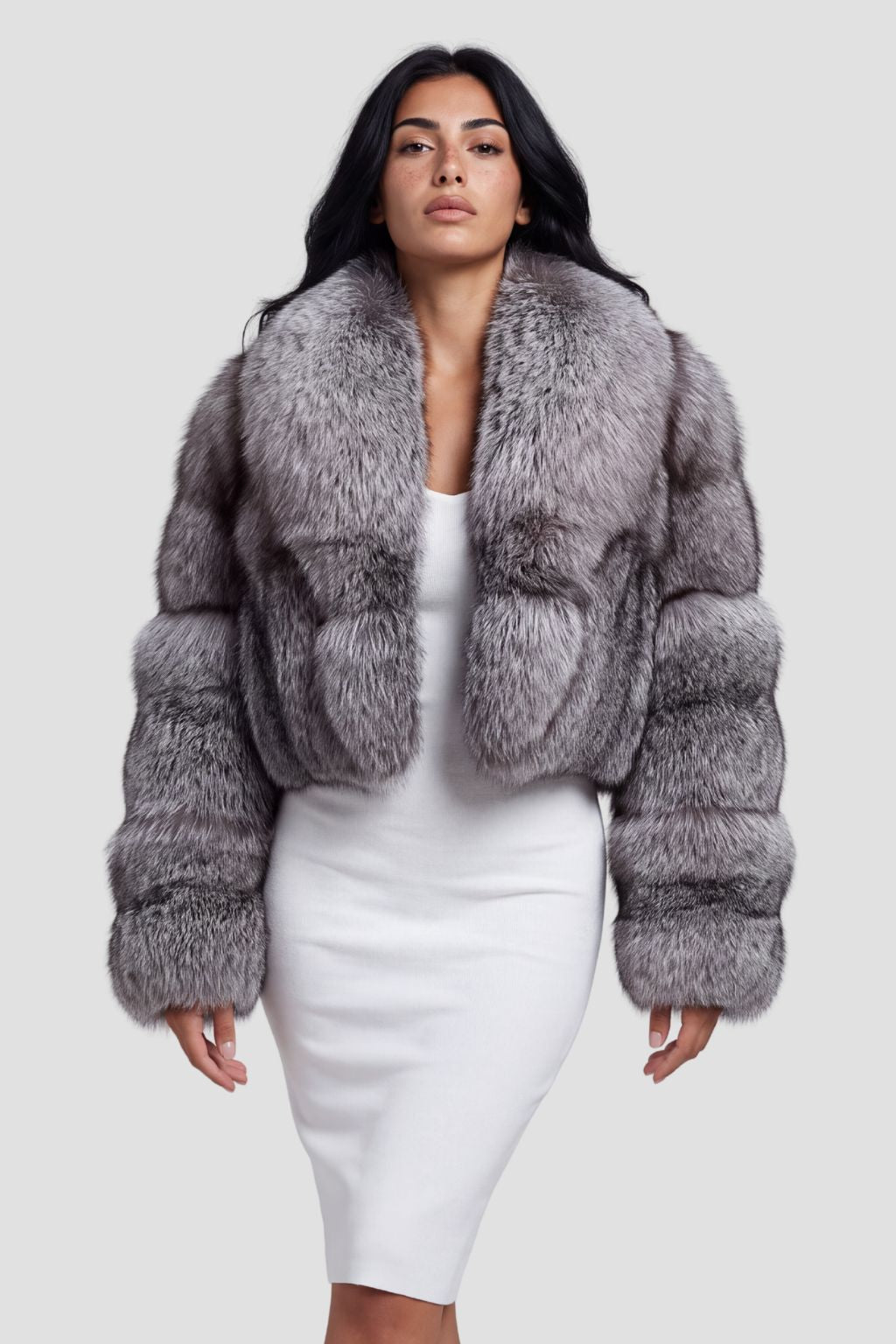 Manteau fourrure femme gris Héritage fourrure